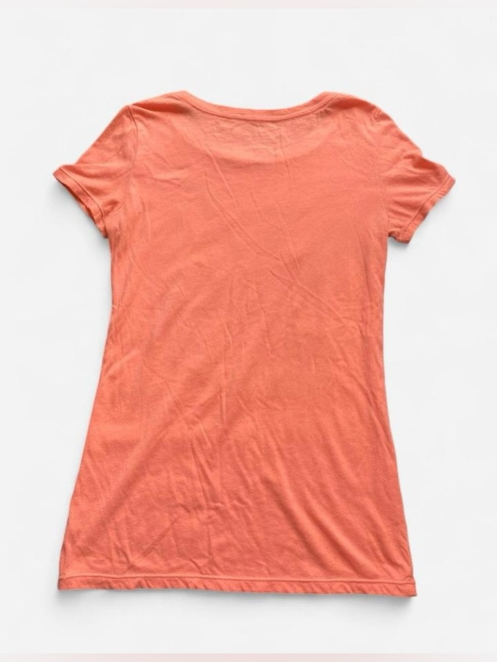 Y2k American Eagle Peachy Coral & Teal Fitted Baby Tee Baja Cali Surf - Picture 6 of 7